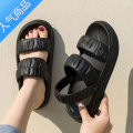 SUNTEK2023新款凉鞋女厚底户外百搭凉鞋松糕底沙滩鞋软底女夏两穿凉拖鞋 黑色 40-41适合39.40脚