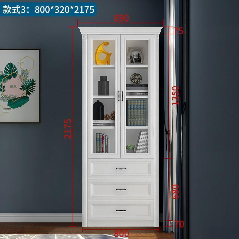 森美人简欧现代书柜落地带超大欧式书柜玻璃书橱大容量 F-211 款式3：800*320*21750.6-0.8米宽