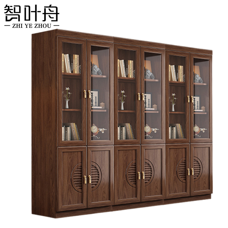 智叶舟实木办公柜六门2235*372*1940mm台高清大图