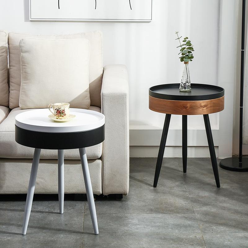 森美人小圆桌风沙发阳台边桌角几收纳储物铁艺边几卧室床头柜小茶几高清大图