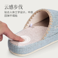 达拉熊高级感棉麻拖鞋女夏季居家防滑防臭家用厚底亚麻布地板凉拖男