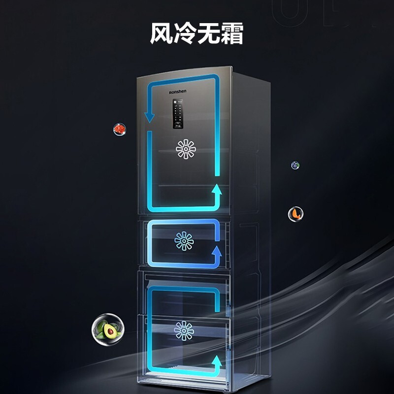 容声(Ronshen) 221升三门风冷无霜冰箱家用节能电脑控温三开门电冰箱 252升三门冰箱