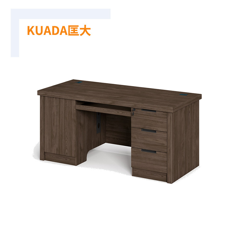 匡大 板式办公桌职员桌固定办公柜职员桌1.6*0.6米KD66-B1606黑胡桃色高清大图