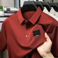翻领短袖Polo男衫2025夏短袖T恤透气薄款休闲半袖潮流有领体恤男 L 红色