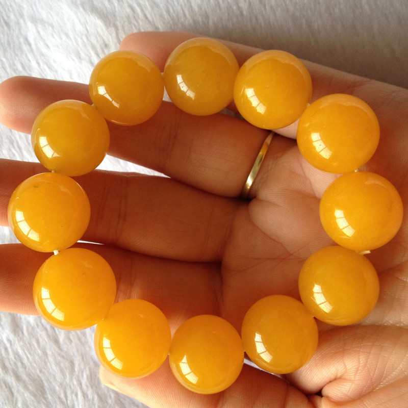 黄玛瑙圆珠造型手环男款女款黄玉髓手镯玉石手链首饰品送女朋友七夕