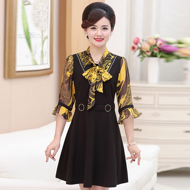 妈妈装夏装时尚连衣裙40-50岁中老年人时尚中袖裙子中年女装大码
