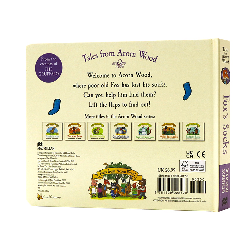 [正版]橡树林故事集1 狐狸先生的袜子英文原版绘本 Fox’s Socks 纸板翻翻书Tales From Acorn高清大图