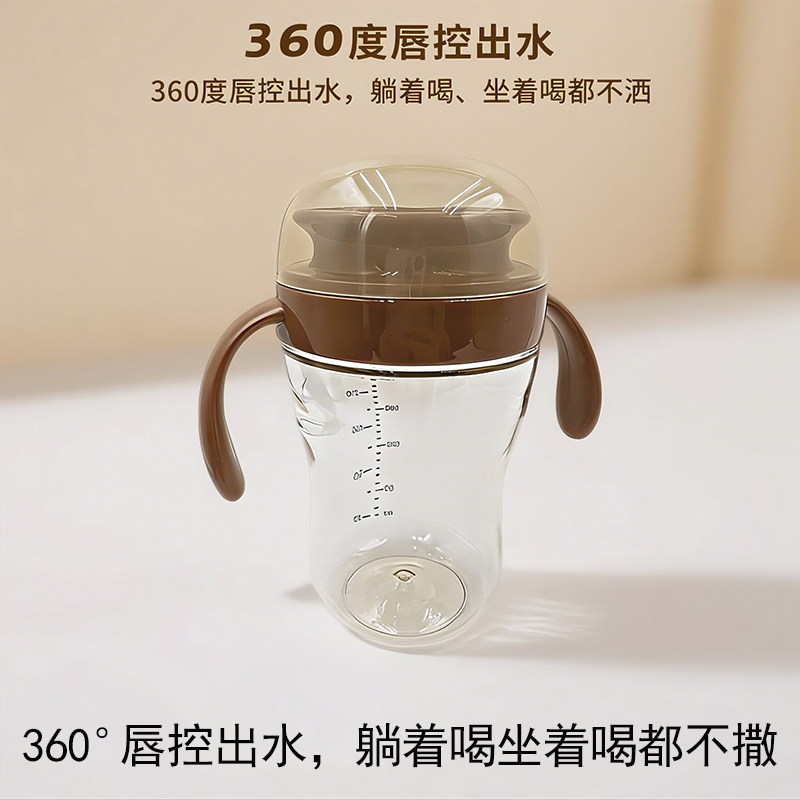 美玲妈妈白色嘬口杯300ml宝宝婴儿啜饮喝水杯家用儿童嘬饮牛奶杯唇控学饮杯子高清大图