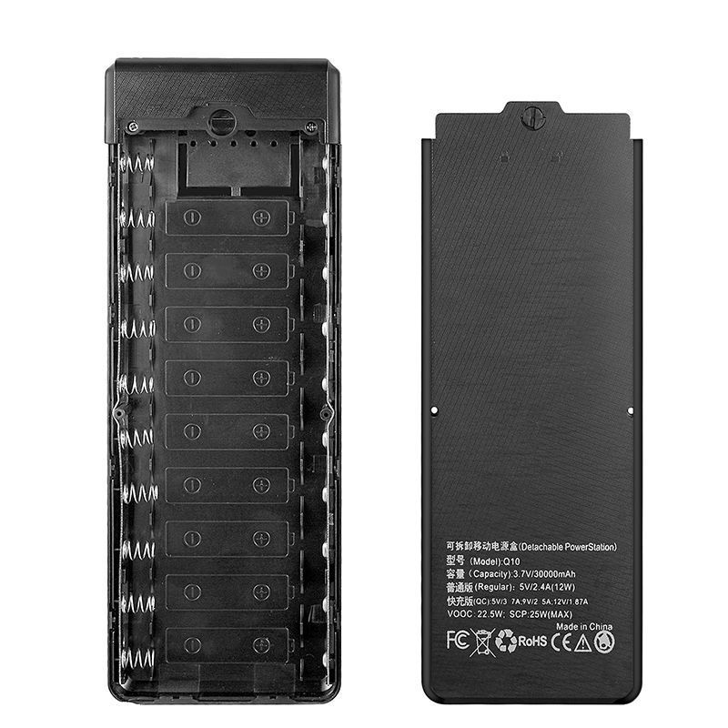 黑/产品不含电池 普通版 可拆卸十10节18650移动电源套料 免焊接充电宝外壳电池盒快充套件