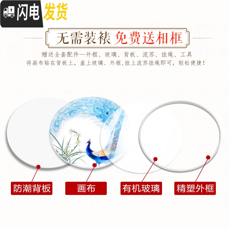 三维工匠十字绣2019新款5d孔雀线绣小件简单绣小幅客厅满 棉线[带裱框][35*35cm两幅]送有机玻璃+背板+流苏+高清大图