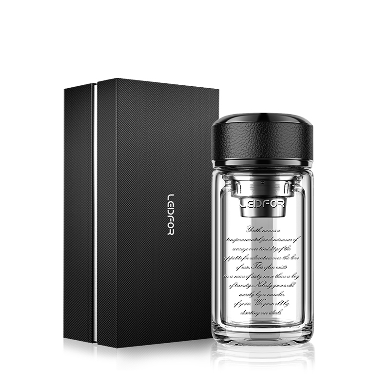 家柏饰(CORATED)双层玻璃杯男 家用杯子茶杯矮胖隔热随身小号水杯高清大图