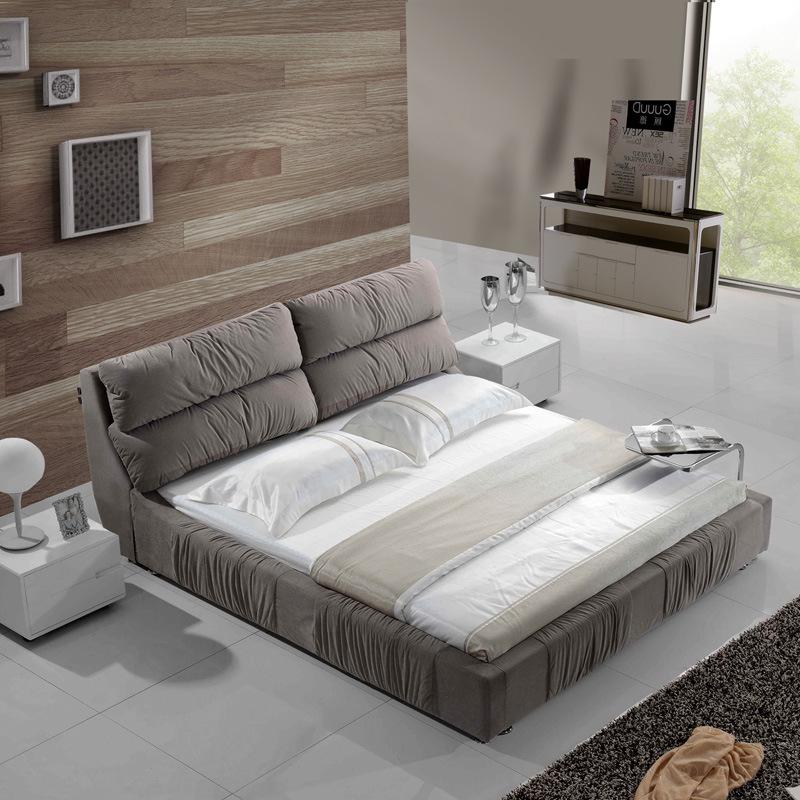 北欧布艺轻奢软包双人床1.8米卧室简约现代小户型可拆洗榻榻米 单床+2个床头柜+椰棕床垫1500mm*2000mm组装式架