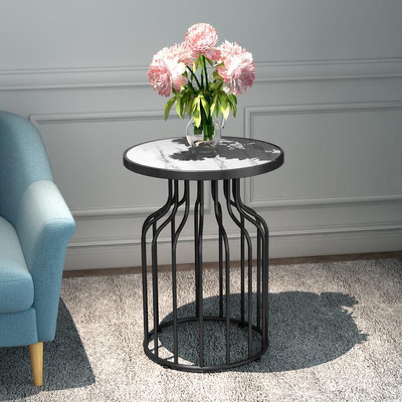 森美人北欧轻奢大理石边几角几客厅沙发小茶几边桌边角柜创意阳台小圆桌 雅士白（单层玄黑架）