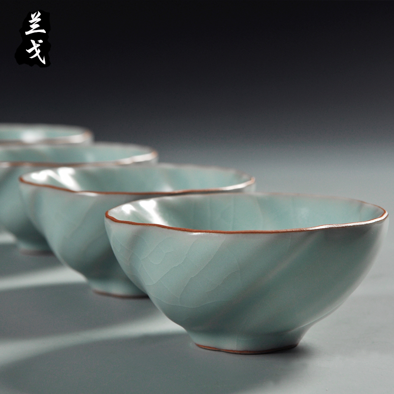 美帮汇汝窑茶杯汝瓷功夫茶具套装开片陶瓷主人杯茶道单杯大号品茗杯高清大图