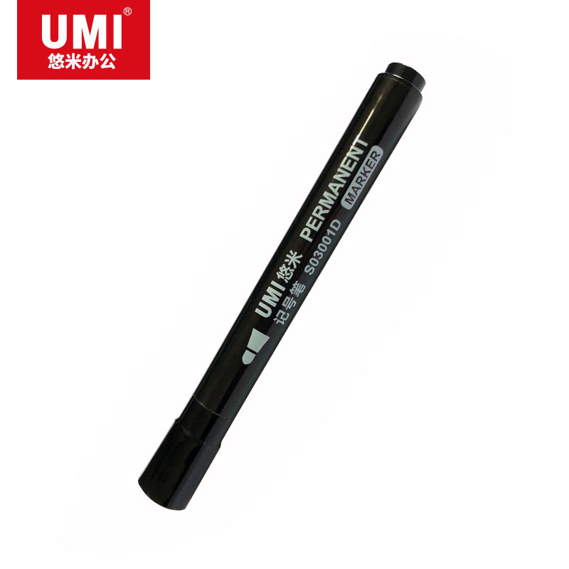 悠米 简约单头记号笔3mm S03001D 黑 10支/盒 3盒装高清大图