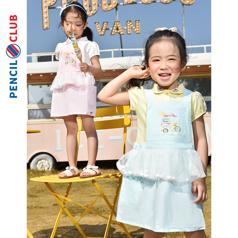 [一口价25元]铅笔俱乐部童装2025夏装新款女童宝宝背带裙子儿童拼接网纱连衣裙