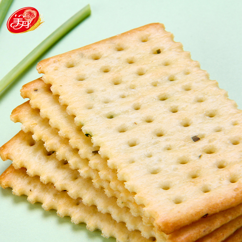 美丹meidan鲜葱味白苏打饼干450g香葱味梳打饼干早餐饼干零食咸味梳打