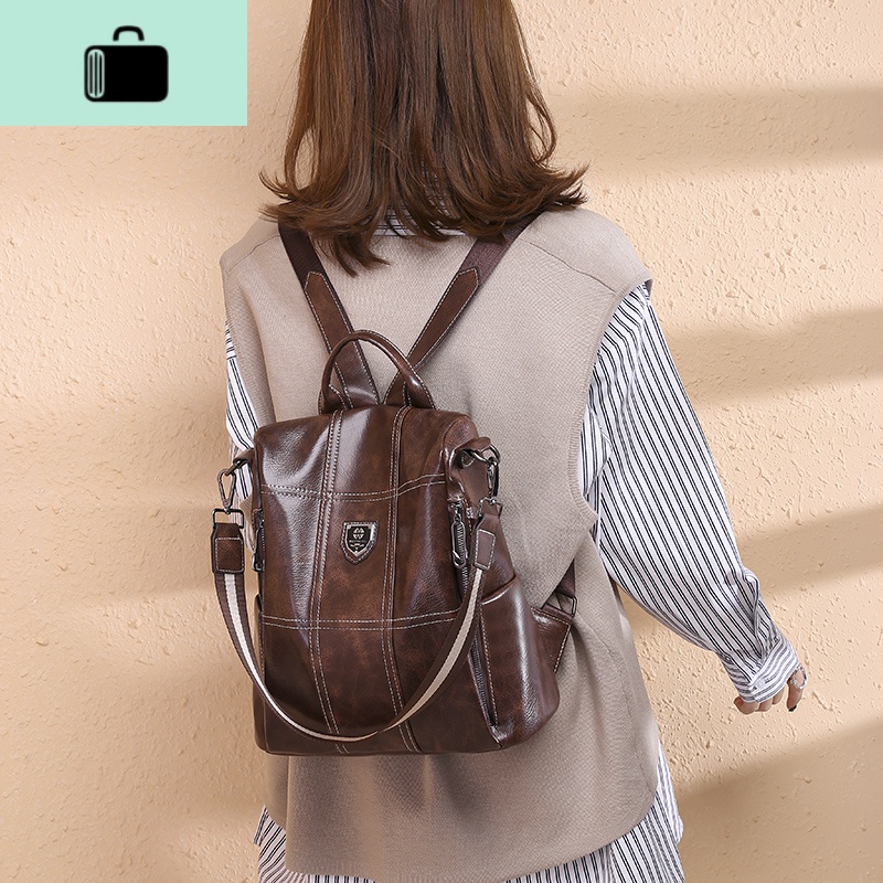 双肩包女2020新款潮韩版百搭时尚pu软皮女士小背包书包防盗女包包NEWLAKE高清大图