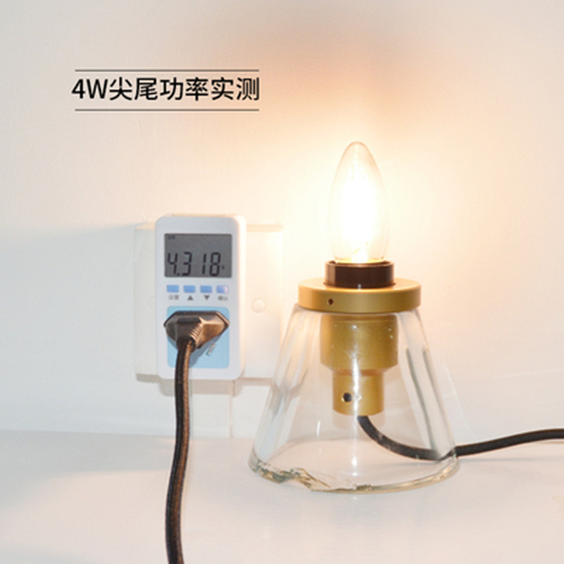 三通LED复古蜡烛灯泡C35拉尖尾灯丝4W吊灯光源节能 E14螺口 5个装