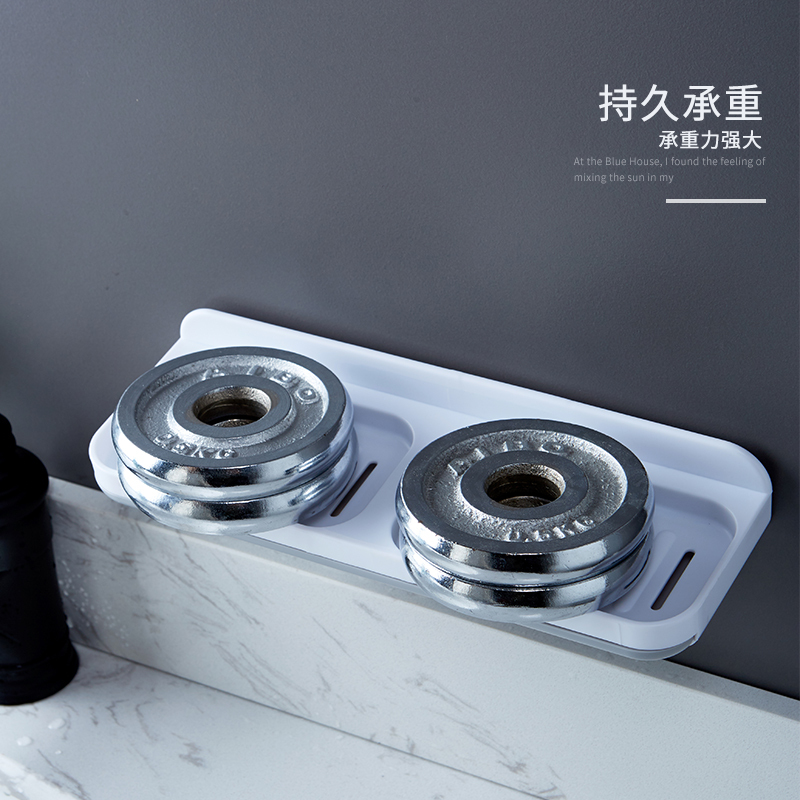 肥皂盒吸盘壁挂式沥水免打孔卫生间肥皂置物架家用新款香皂盒 三维工匠 多功能双格肥皂盒北欧灰