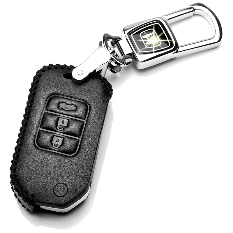 【补贴10%】十代思域钥匙套真皮本田雅阁冠道URV凌派专用高档汽车锁匙保护包汽车钥匙包 本田G款黑色（插入式启动三键）