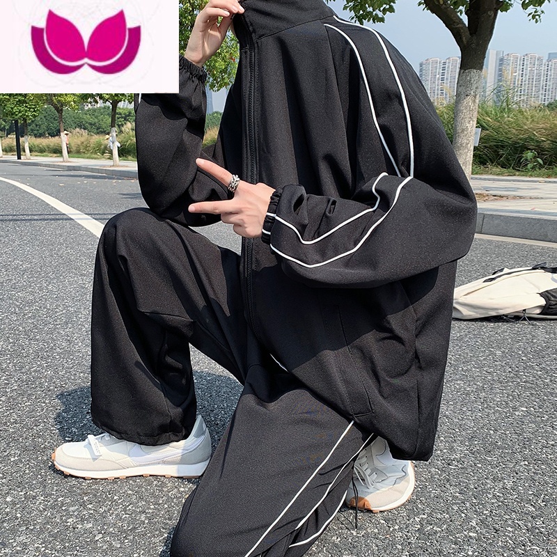 七斓ins运动休闲套装侣潮牌宽松卫衣帅气套韩版男女潮