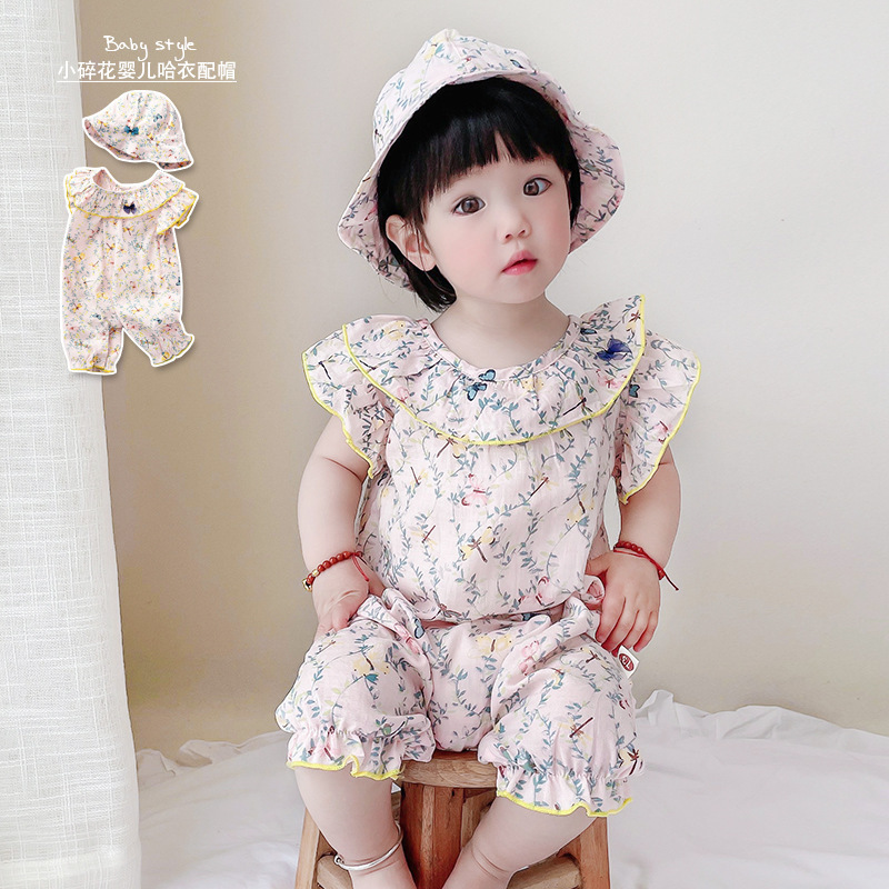 初生婴儿衣服夏季2021新款宝宝连体衣纯棉哈衣爬服小碎花婴童服饰