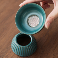 領藝 花棱窑变功夫茶具套装家用送礼办公室会客整套陶瓷泡茶器整套礼盒装不含茶盘和假山笔架摆件