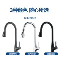 SEREN HOME赛恩卫浴厨房水龙头全铜主体洗菜盆抽拉式冷热水龙头三出水刮洗冲刷洗碗池龙头