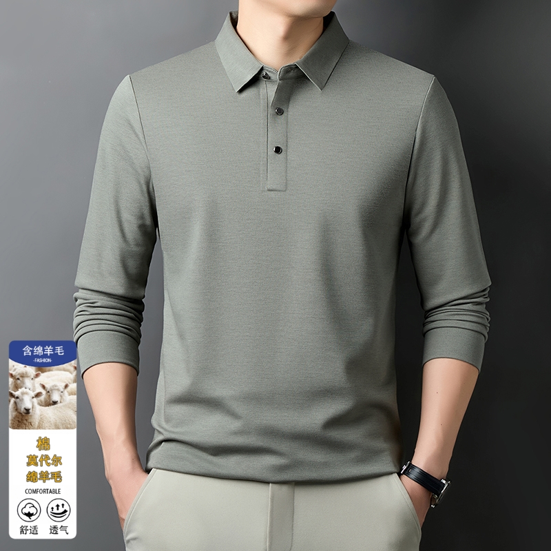 正品冬季男士100%绵羊毛翻领中年商务休闲加厚保暖打底衫100%羊毛衫男秋冬新款翻领加厚毛衣中年爸爸装羊绒打底衫 目绿 185