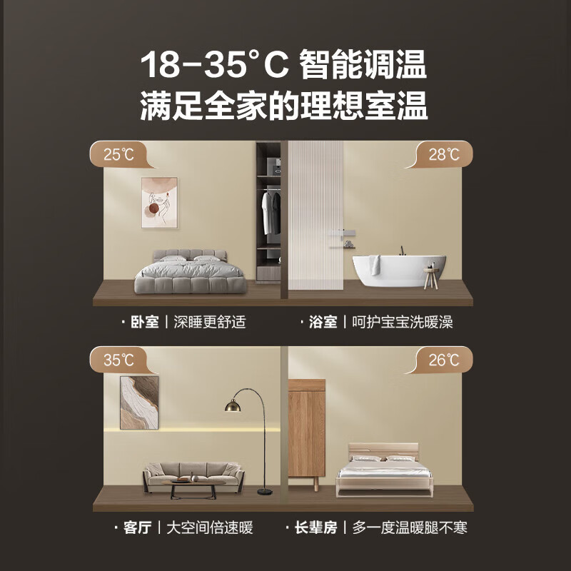 艾美特语音智能石墨烯踢脚线/取暖器/暖风机/电暖器/电暖气片 家用加湿节能防水移动地暖 HD22-R48U