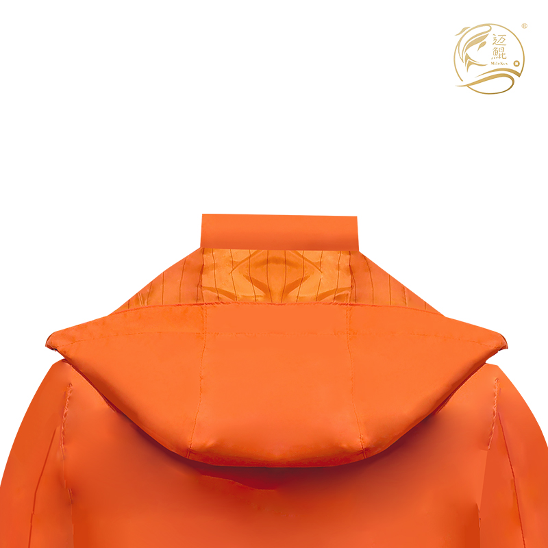 春秋桔红色春亚纺复合面料上衣春秋工作服C-016长款劳保服可定制.高清大图