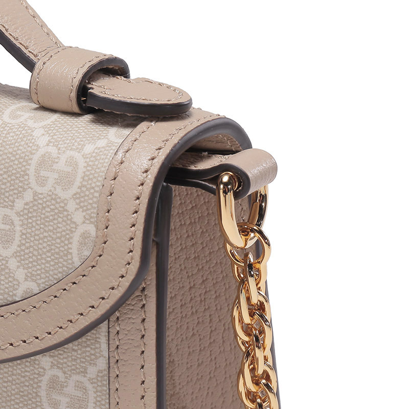 古驰gucci女士ophidia系列帆布配皮迷你款手提单肩斜挎包链条包696180