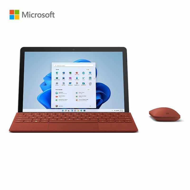 微软Surface Go 3 二合一平板电脑 奔腾金牌6500Y 8G 128G 亮铂金+波比红键盘+便携鼠标
