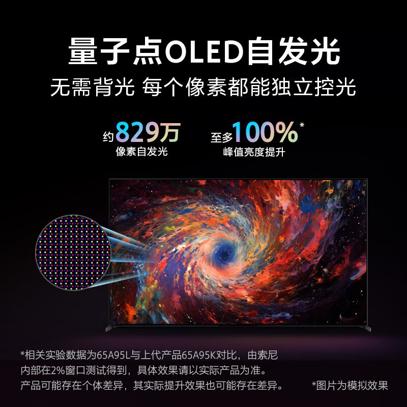 索尼(SONY)XR-77A95L 77英寸量子点OLED自发光智能电视 XR认知芯片 画谛系列