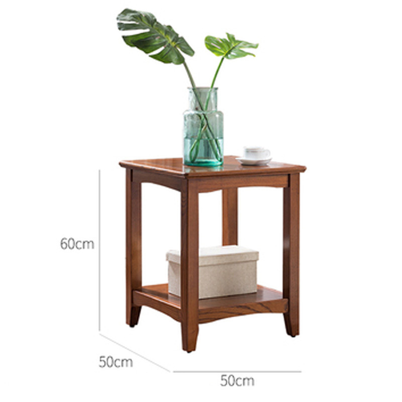 森美人美式边几现代实木沙发边角几小茶几客厅储物柜小方桌简约小边桌子 胡桃色不带抽屉（50*50*60）