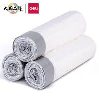 得力(deli) 抽绳式垃圾袋 办公生后垃圾袋 45*50cm(白色)(30只/卷,1卷/包) 。
