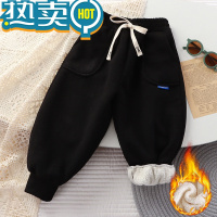 绿彩虹光儿童裤子秋冬季加绒棉裤男童女童宝宝加厚保暖一体绒休闲外穿长裤