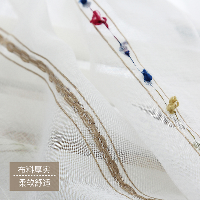 现代简约薄纱白纱窗帘窗纱纱帘阳台遮光纱白色绣花布料透明透光纱高清大图