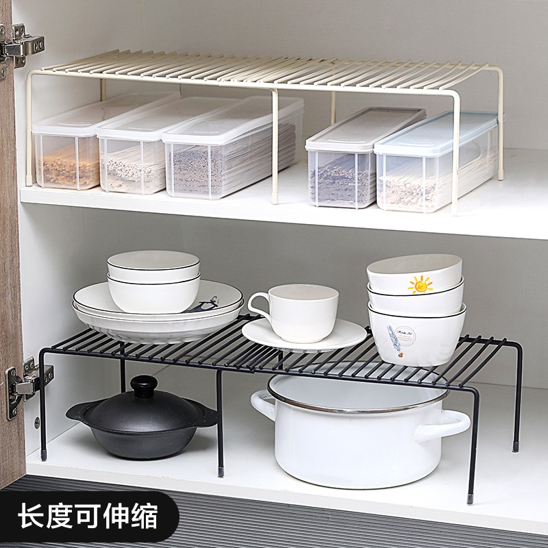 可伸缩铁艺厨房置物架橱柜碗碟架家用厨具沥水调味品收纳架整理架收纳层架 三维工匠高清大图