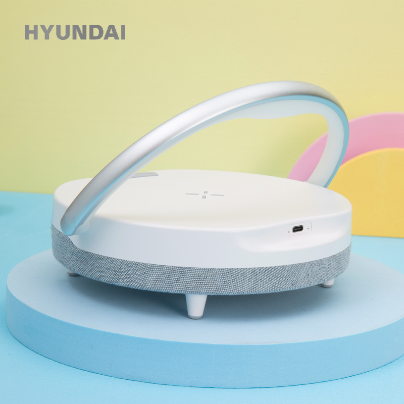 HYUNDAI 多功能无线充台灯时计闹钟音箱 YH-C009 Plus白色