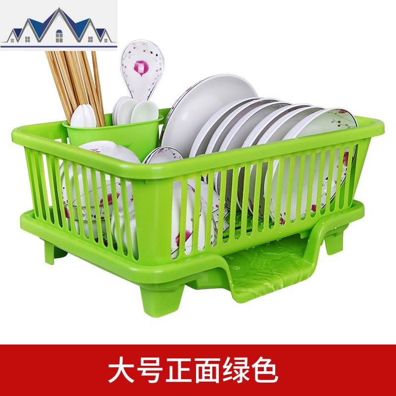 放碗架沥水架沥碗架晾碗柜厨房用品用具置物架餐具滴水塑。_274 大号正面出水【绿色】