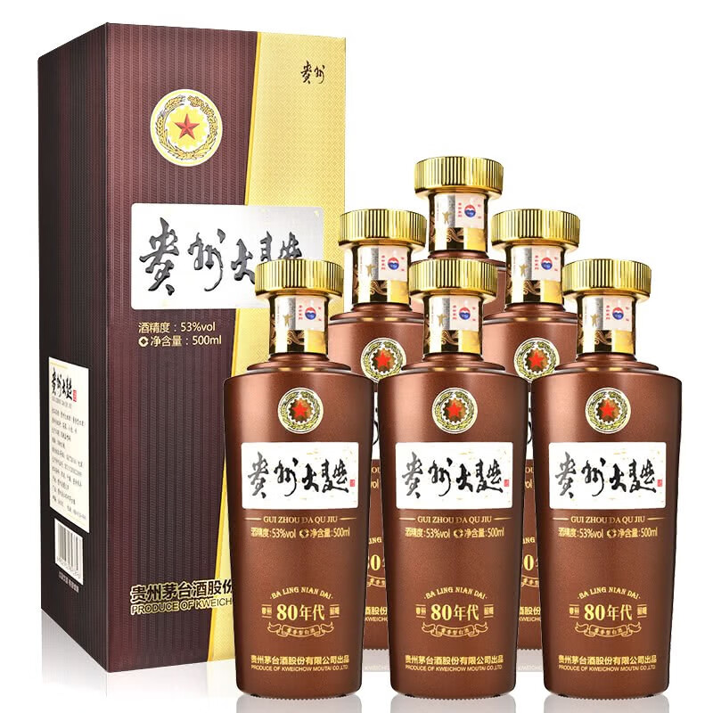 茅台 贵州大曲80年代 53度酱香型白酒 500ml*6瓶整箱