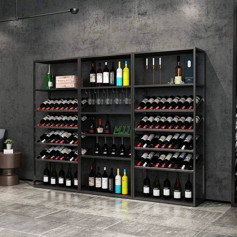 复古欧式铁艺酒架酒吧落地酒柜葡萄酒红酒收纳展示架置物架酒杯架