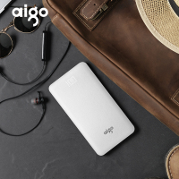 aigo爱国者移动电源 10000mAh充电宝超薄便捷E10(白)