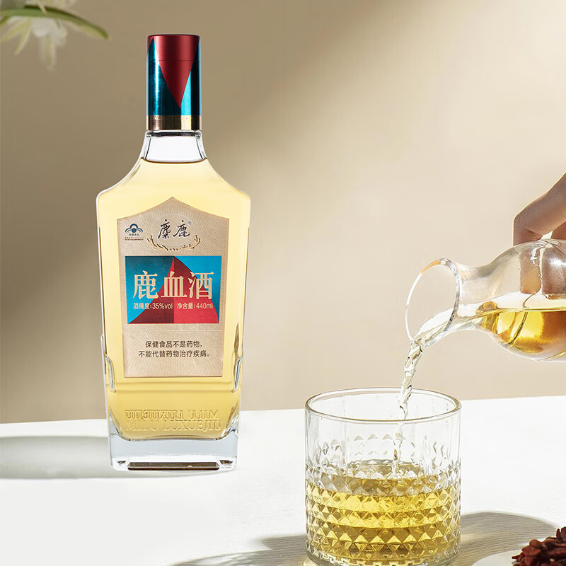 麋鹿牌鹿血酒440ml彩标35度养生酒一瓶装官方直营