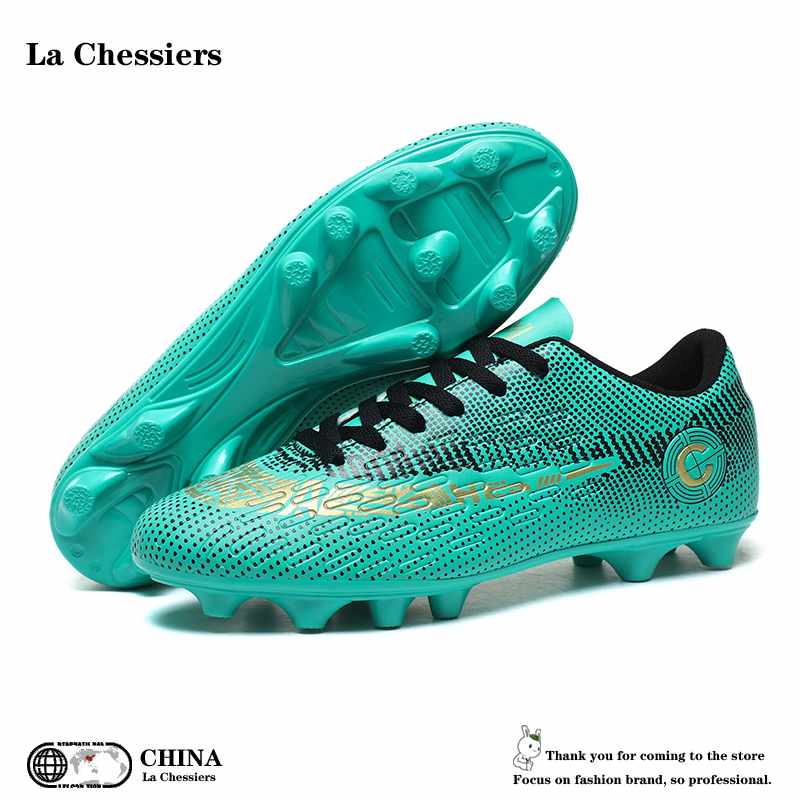 La Chessiers户外足球鞋男AG长钉女成人儿童中小学生草地运动男女同款32码训练鞋 鸳鸯白红白蓝长钉 40码