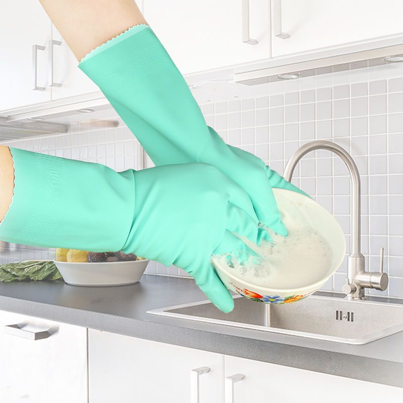 耐用型3双 S 洗碗橡胶手套防水乳胶灵巧型厨房耐用洗衣家务薄款贴手防滑