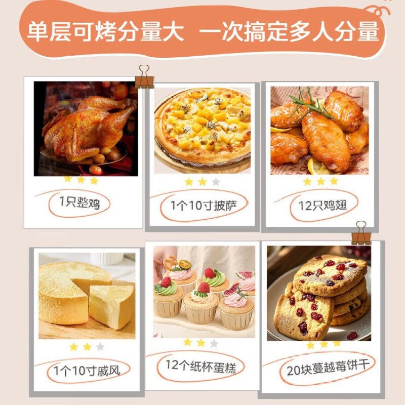 美的电烤箱家用大容量独立控温四层烤位多功能烘焙蛋糕面包烤炉箱机械式操控电烤炉 奶芙白 35L小滋味炉灯款PT3508
