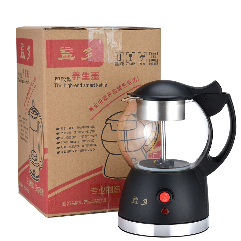 益多电热水壶煮茶器蒸汽养生壶800ml容量蒸茶器黑茶电茶壶全自动高硼硅玻璃蒸茶壶QY-B19